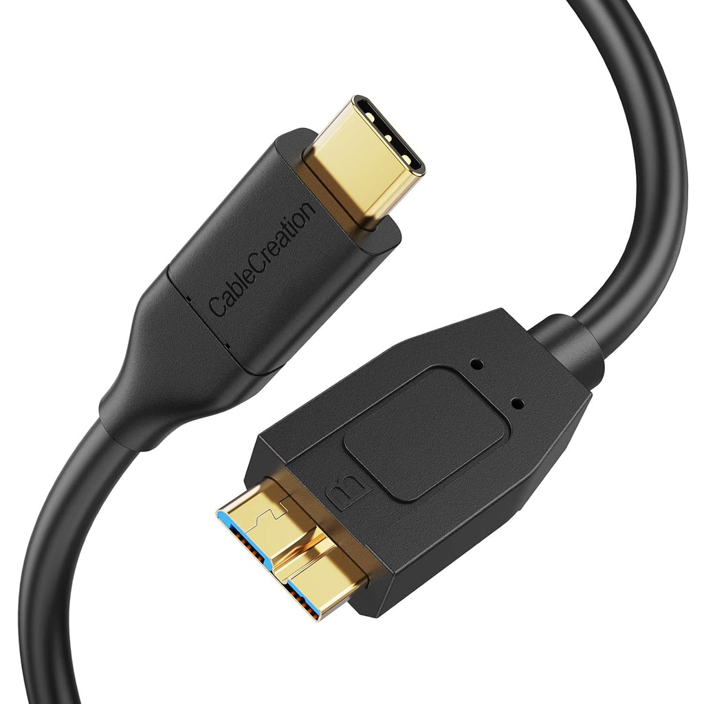USB C Hard Drive Cable 4FT, USB 3.1 C to Micro B Cable 10Gbps, USB Micro B to USB C to Hard Drive Cable Compatible with Macbook Pro Air Galaxy S5 My Passport Elements Etc, 1.2M Black