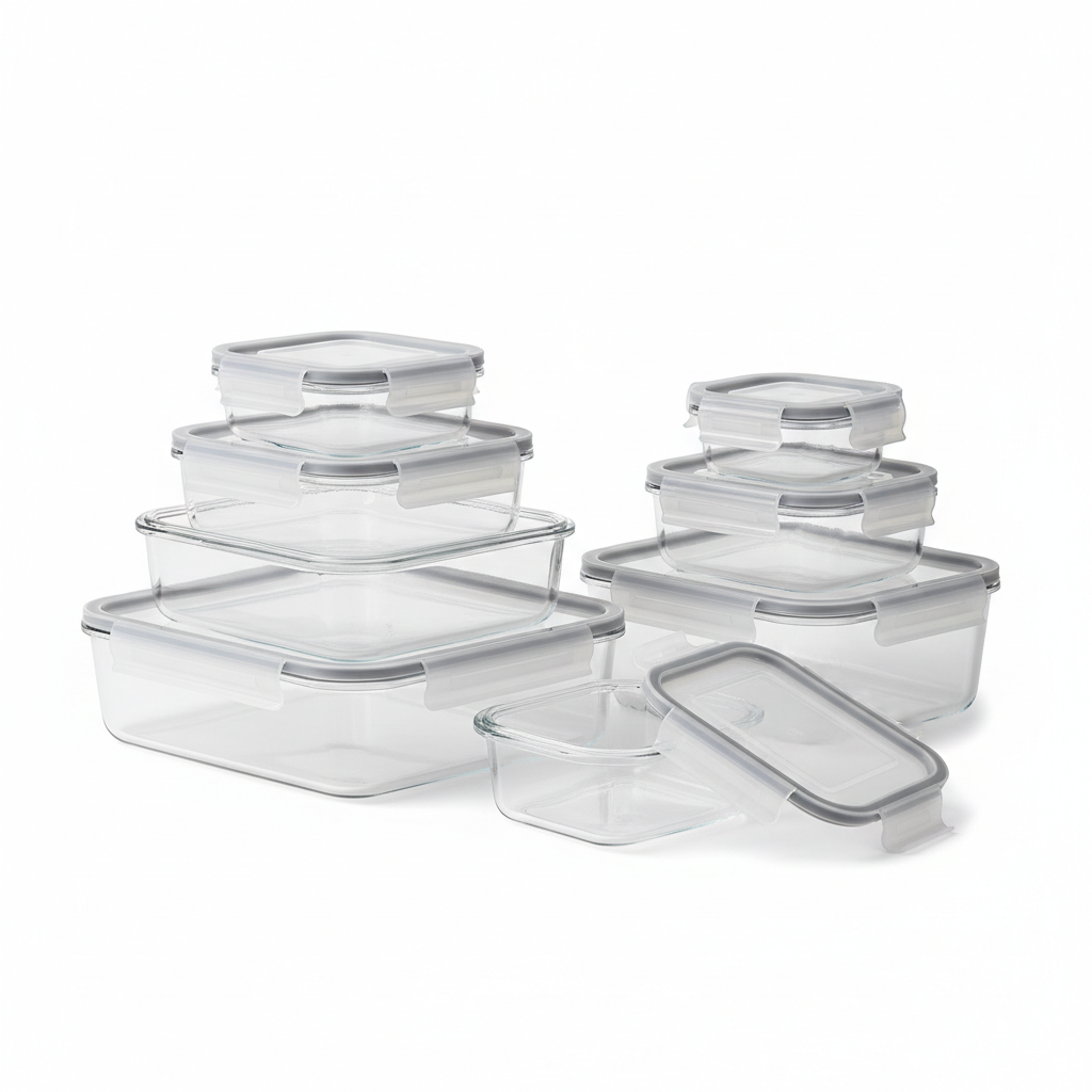 Set of glass food storage containers