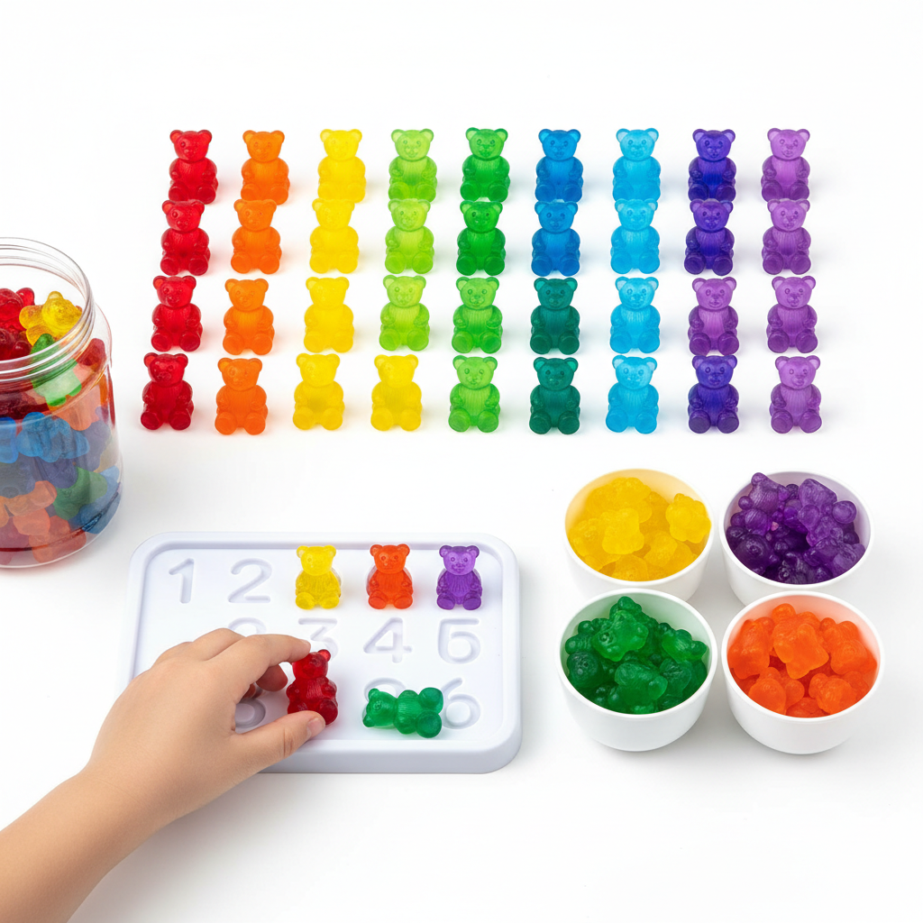 Colorful counting bears educational toy set