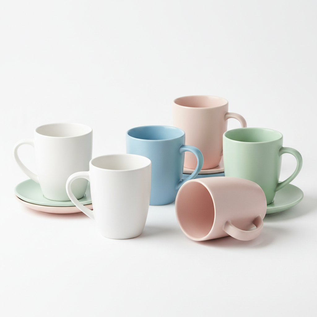 Set of elegant ceramic coffee mugs