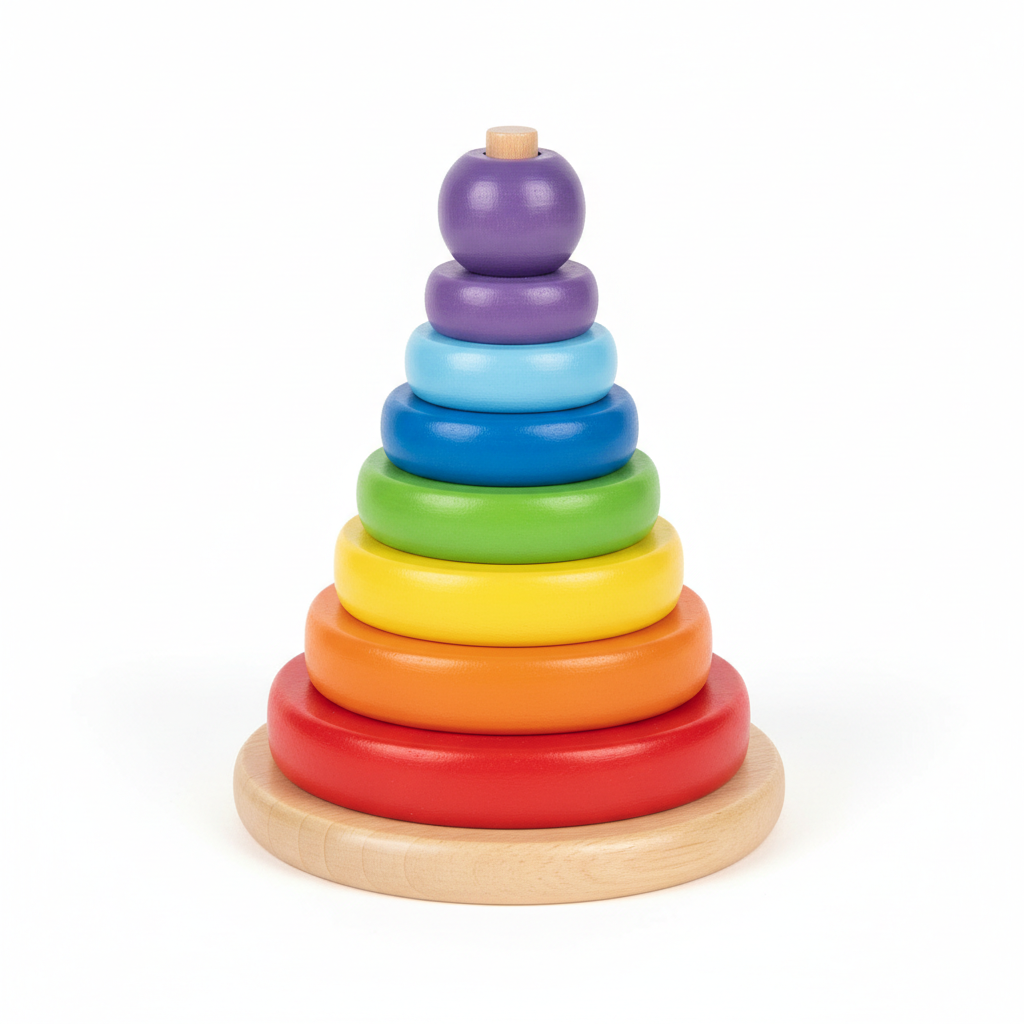 Colorful wooden stacking rings toy