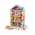 Colorful wooden dollhouse playset